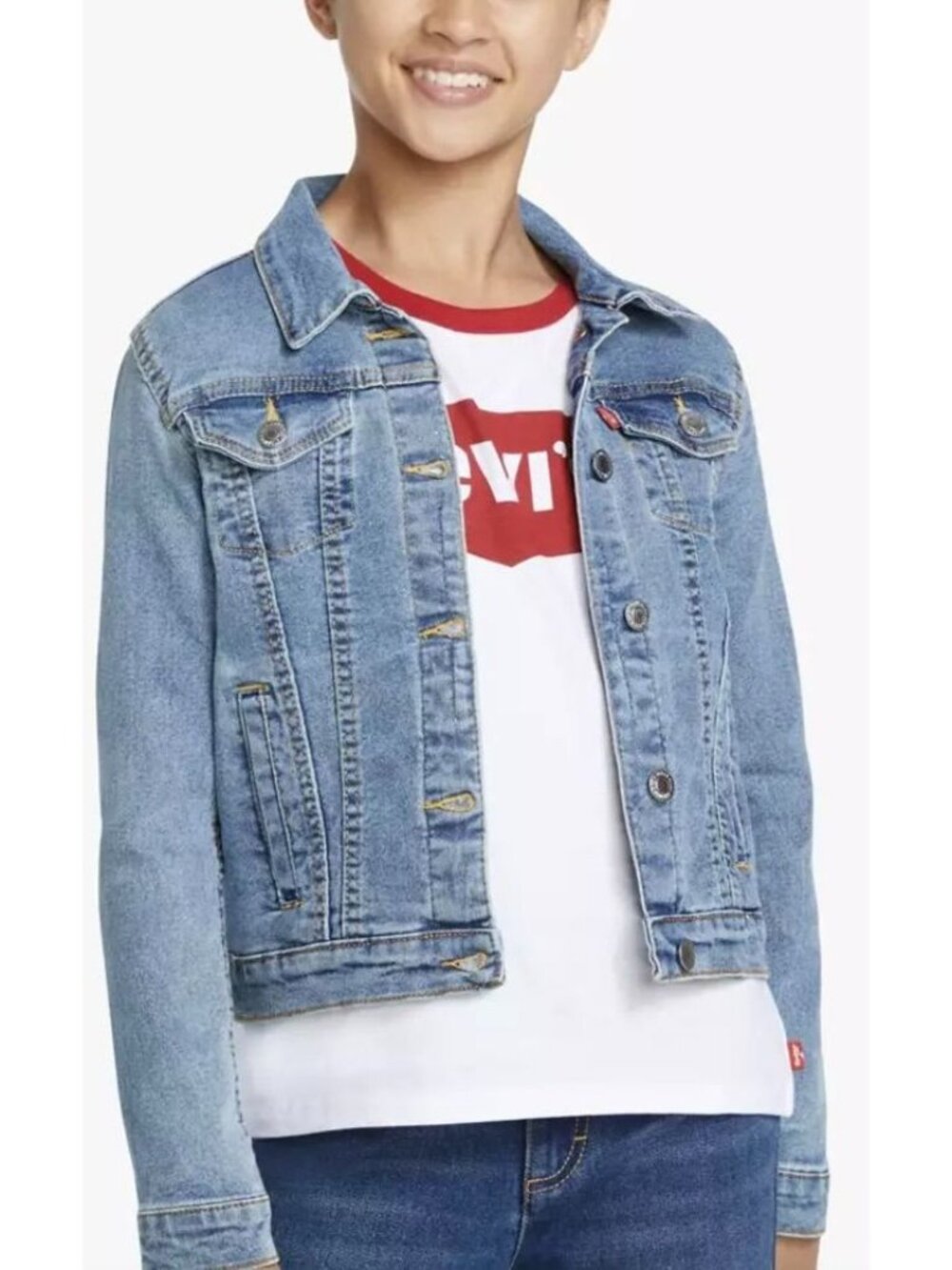 NWT Girl's Levi's Stretch Denim Trucker Jacket Medium Wash
